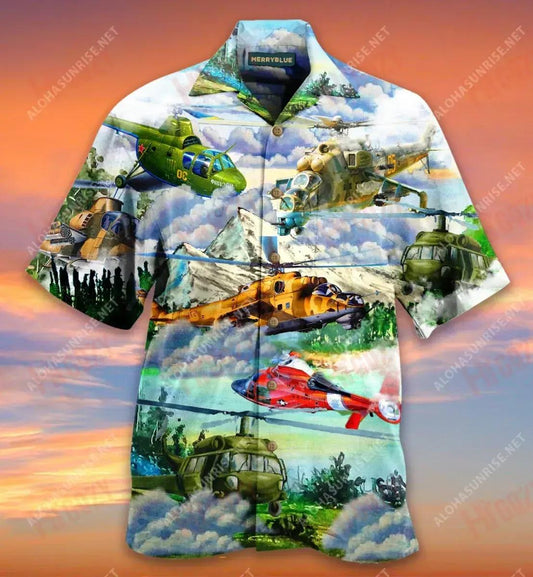 Real Pilots Don'T Need Runway Helicopter Unisex Short Hawaiian Shirt Ocean Tropical Shirts Vintage Hawaiian Shirts Funny Hawaiian Shirts, Hawaiian Shirt Gift, Christmas Gift