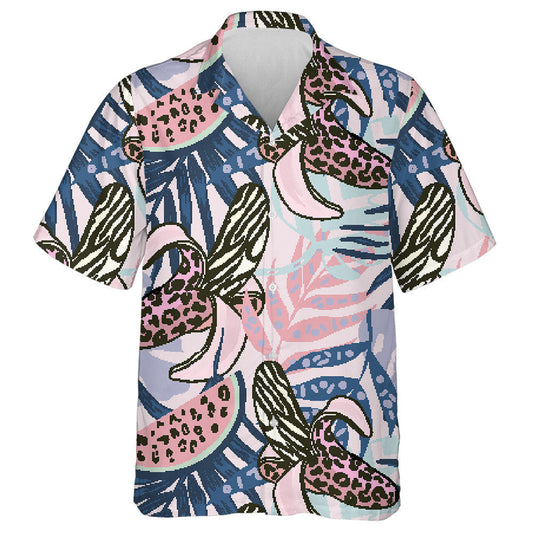 Wild Leopard Bananas And Tropical Plants Hawaiian Shirt, Hwaiian For Gift