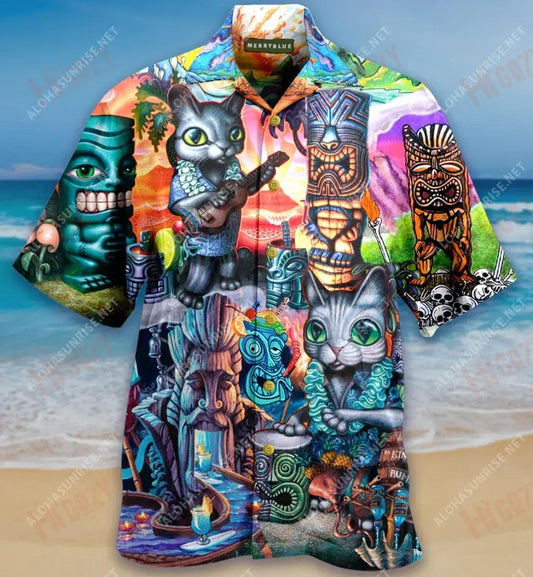 Tá sé Am Tiki Unisex Léine Haváís Laethanta Saoire Muinchille Gearr Oirbheartaíochta Léinte Haváís Léinte haváíais d'Fhir, Bronntanas Léine Haváís, Bronntanas Nollag