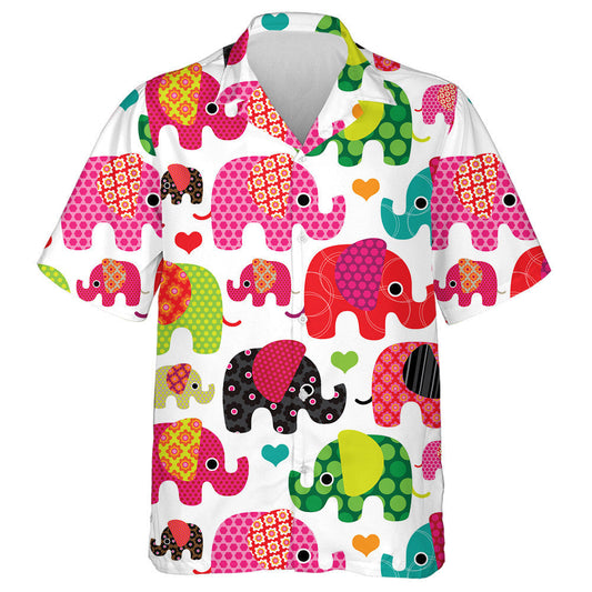 Colorful And Different Size Elephants Hawaiian Shirt, Hawaiian For Gift
