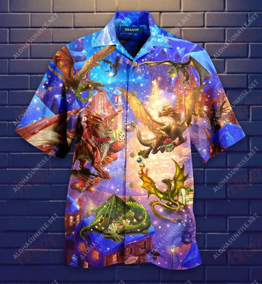 Believe In The Magic Of Christmas Dragon Unisex Short Hawaiian Shirt Hobbies Tropical Shirts Custom Hawaiian Shirts Hawaiian Shirts For Women, Hawaiian Shirt Gift, Christmas Gift