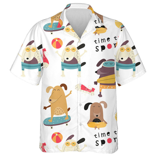 Colorful Funny Dogs And Sport Theme Hawaiian Shirt, Hawaiian For Gift