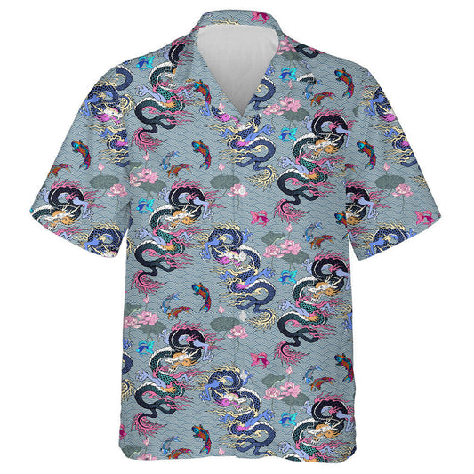 Beautiful Vintage Asian Dragon And Flowers Hawaiian Shirt, Hawaiian For Gift