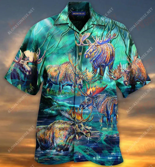 Is Fearr Sa Bheatha Le Léine Gearr Muinchille Unisex Moose Léinte T an tSamhraidh haváíais Léinte Greannmhar Haváí, Bronntanas Léine Haváí, Bronntanas Nollag