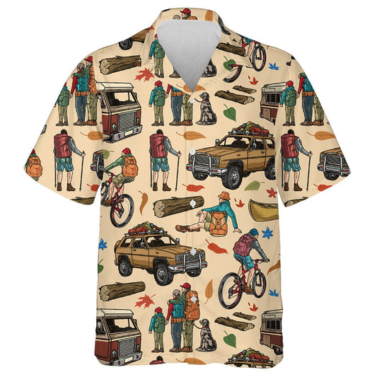 Camping Colorful Vintage Family And Dog Hawaiian Shirt, Hawaiian For Gift