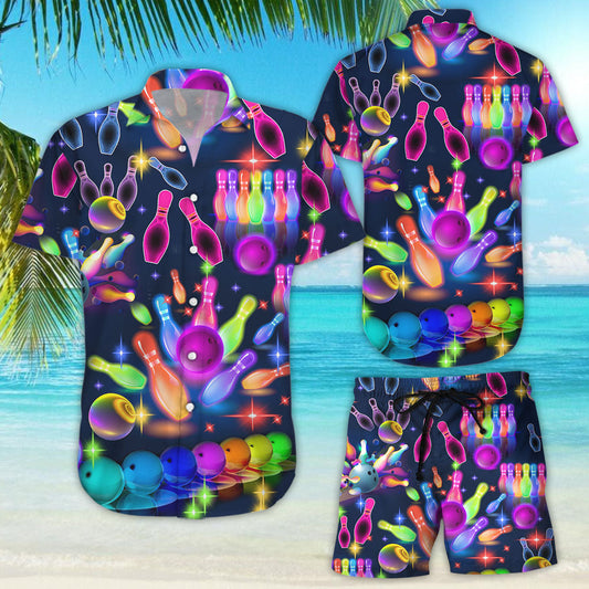 Bowling Hawaiian Shirt - Awesome Colorful Bowling Neon Light Hawaiian Shirts - Gift Ideas For Bowling Lovers,Hawaiian Shirt Gift, Christmas Gift