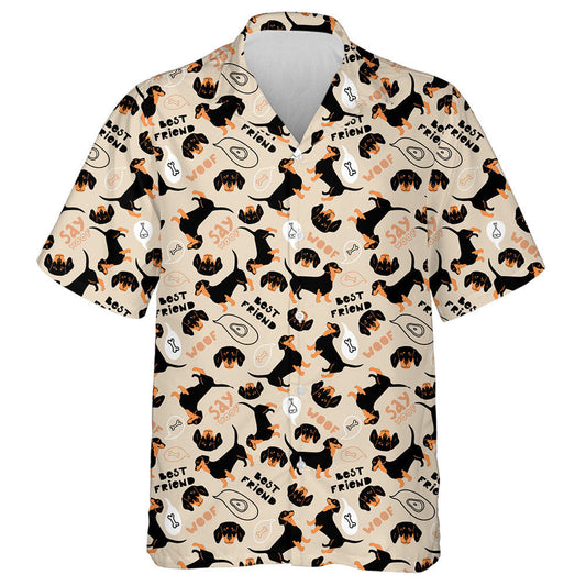 Cartoon Dachshund Dreams Of A Bone Hawaiian Shirt, Hawaiian For Gift