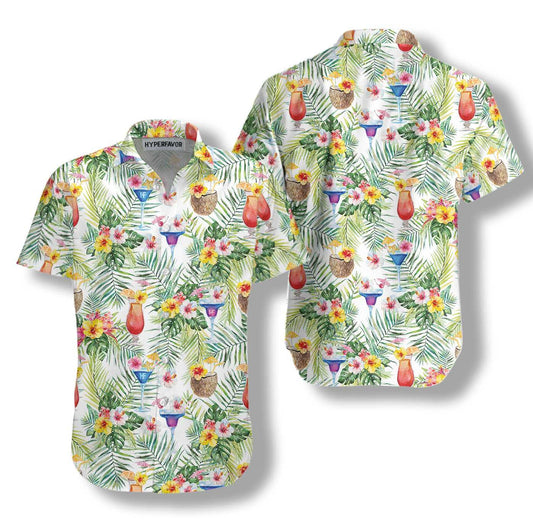 Tropical Cocktail Summer Vibe Design Hawaiian Shirt,Hawaiian Shirt Gift, Christmas Gift