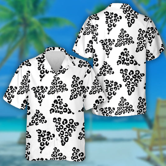 Liopard Fiáin na hAfraice Le Triantáin Léine Haváís Dubh Agus Bán, Bronntanas Léine Haváíais, Bronntanas Nollag