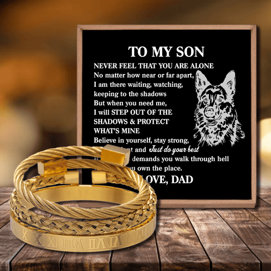 Dad To Son - Never Feel That You Are Alone Roman Numeral Bracelet Set