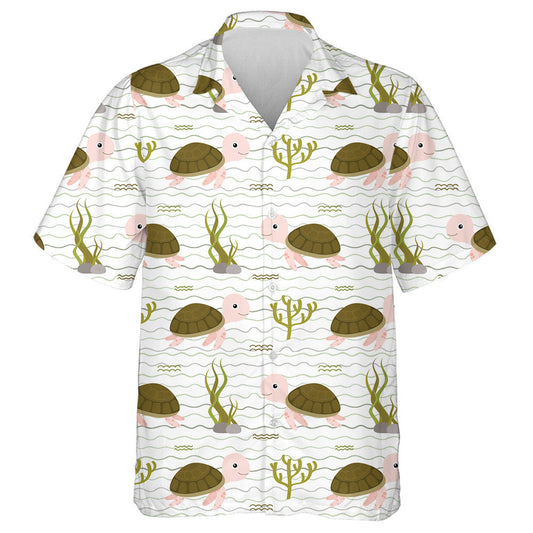 Kawaii Turtle Character In Flat Style Hawaiian Shirt, Hawaiian For Gift