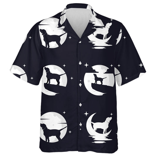 Beagle Dog With Moon Night Background Hawaiian Shirt, Hawaiian For Gift