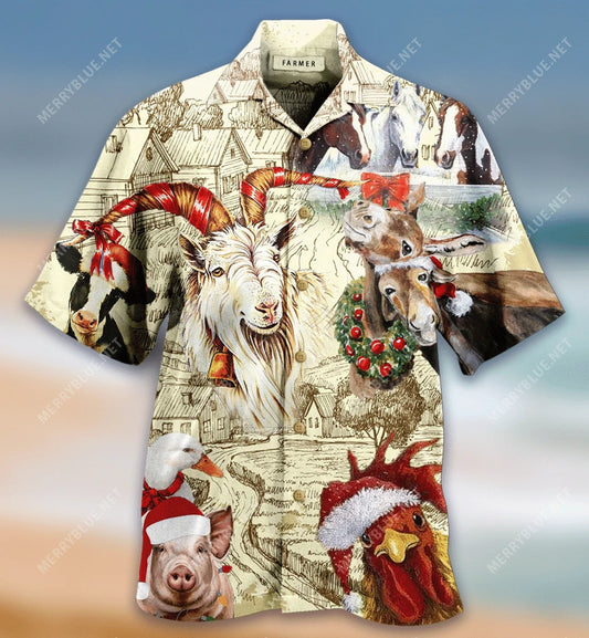 Christmas Begins On The Farm Design Hawaiian Shirt, Hawaiian For Gift
