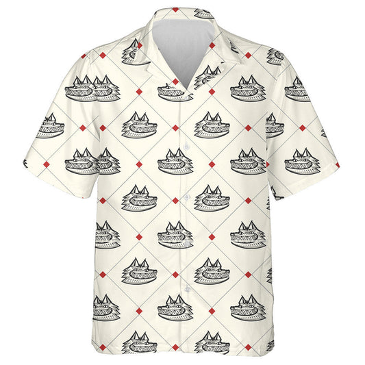 Head Wolf On Red Geometric Background Hawaiian Shirt, Hawaiian For Gift