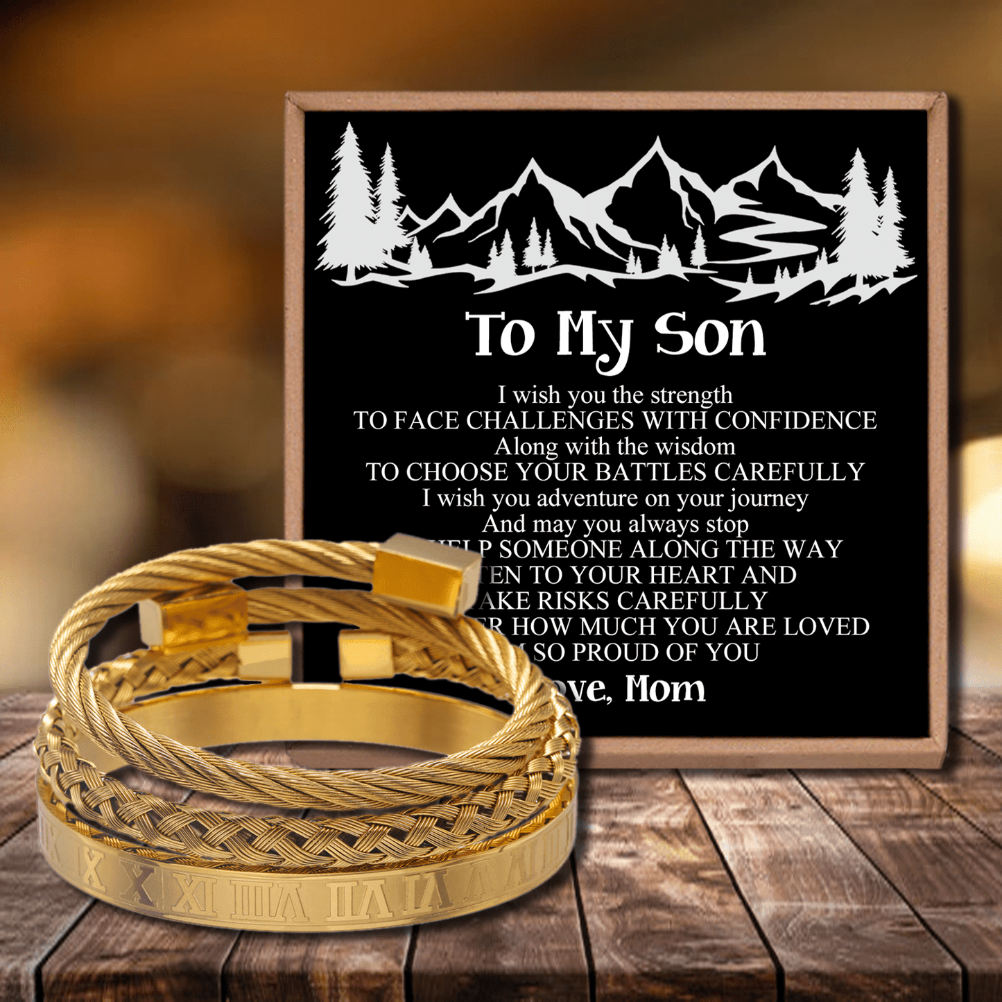 Mom To Son - I Am So Proud Of You Roman Numeral Bracelet Set