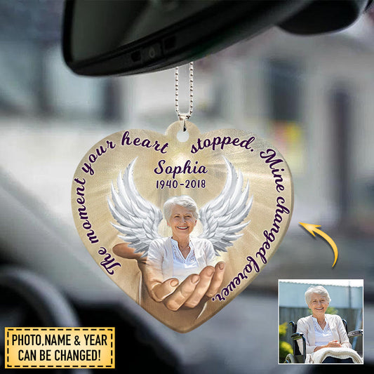 Personalized Moment Your Heart Stopped Mine Changed Forever Memorial Ornament, Christmas Decoration