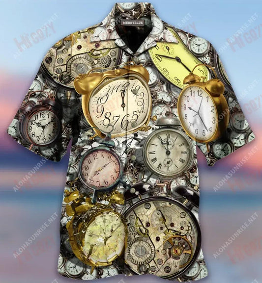 Maidin mhaith! Clog Aláraim Aláraim Unisex Léine Haváís Caitheamh aimsire Muinchille Gearr Léinte Crazy haváíais patrún Léine Haváís, Bronntanas Léine Haváís, Bronntanas Nollag