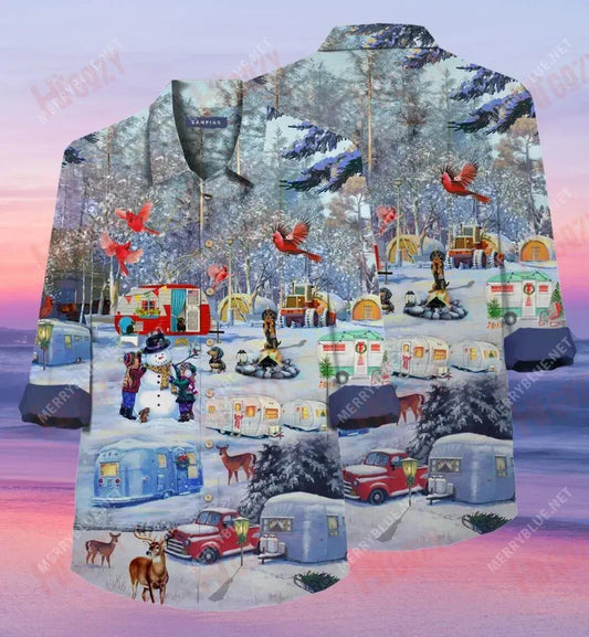 Camping Before Christmas Long Hawaiian Shirt Hobbies Short Sleeve Hawaiian Crazy Shirts Crazy Shirts Hawaii_ Hawaiian Shirts -Hawaiian Shirt Gift, Christmas Gift