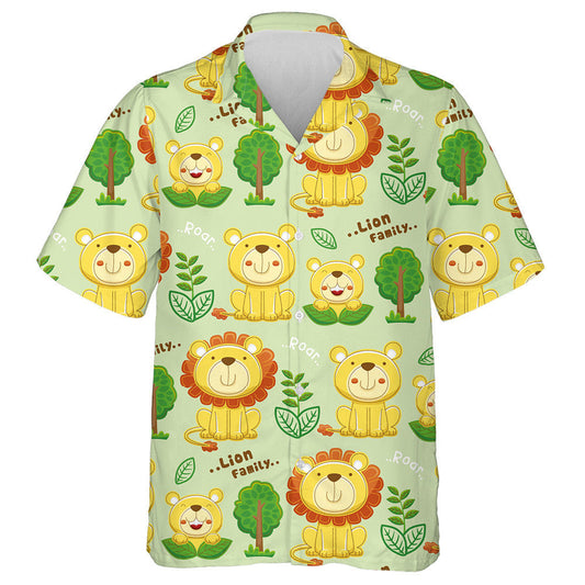 Lion Family With Trees And Plants Hawaiian Shirt, Hawaiian For Gift