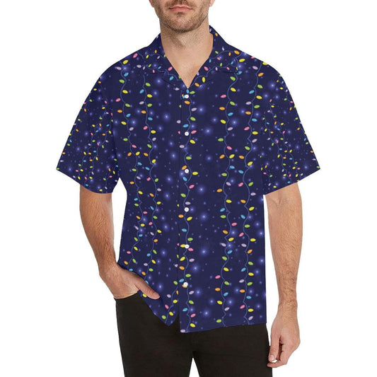 Christmas Night With Colorful Lights Pattern Hawaiian Shirt, Hawaiian For Gift