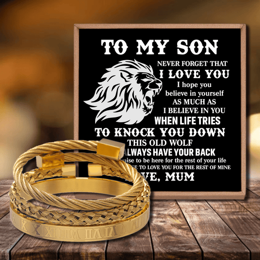 Mum To Son - Always Have Your Back Roman Numeral Bracelet Set