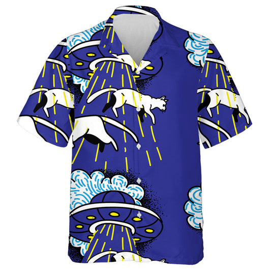 Ufo Kidnaps Cats Fly In The Air Hawaiian Shirt, Hawaiian Shirt Gift, Christmas Gift