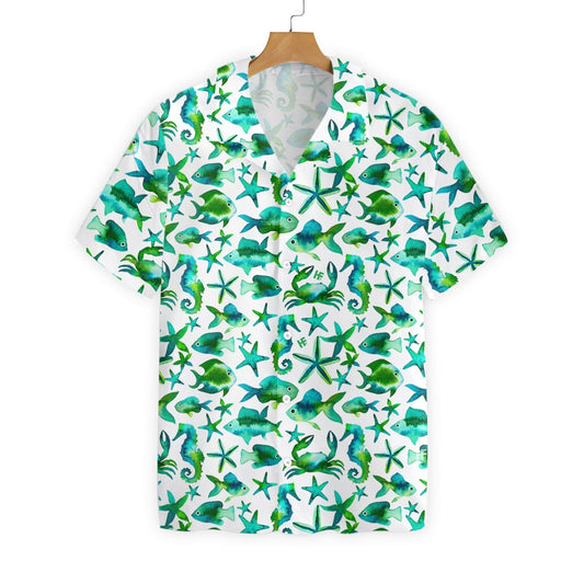 Jade Fish On White Background Design Hawaiian Shirt, Hawaiian For Gift