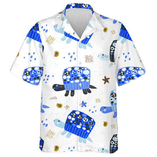 Turtar Gorm Réaltiasc Mara Agus Sliogáin Léine haváíais, haváís le haghaidh bronntanais