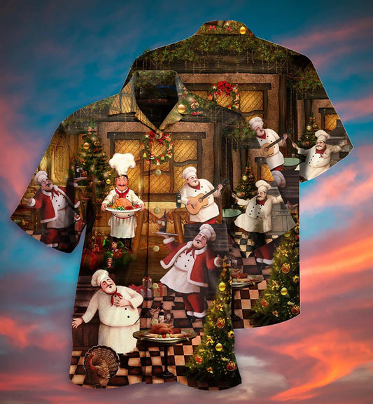 Funny Chefs Food Merry Christmas Hawaiian Shirt,Hawaiian Shirt Gift, Christmas Gift