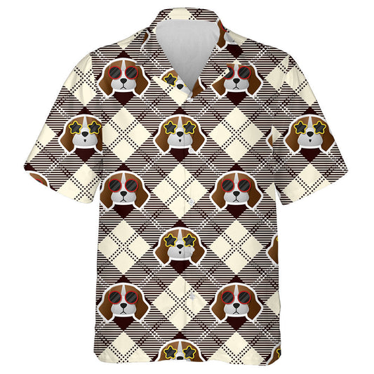 Beagle Dog And Sunglasses On Plaid Hawaiian Shirt, Hawaiian For Gift