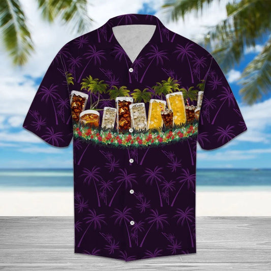 Summer Soda Drinks With Palm Trees Hawaiian Shirt,Hawaiian Shirt Gift, Christmas Gift