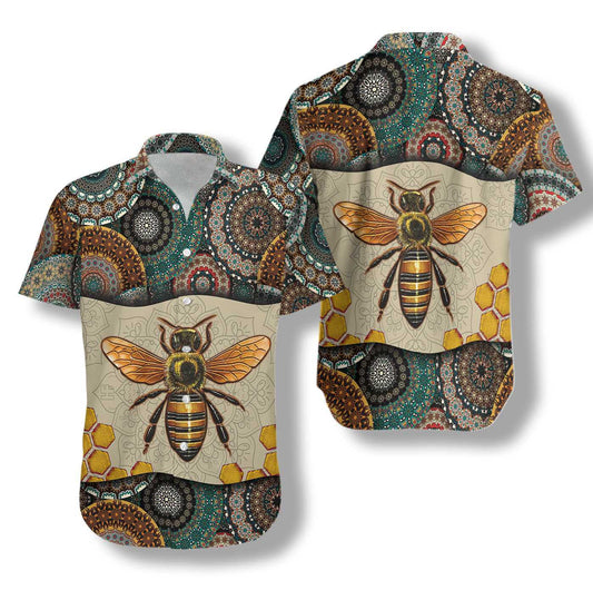 Tribal Beauty Boho Mandala Bee Design Hawaiian Shirt,Hawaiian Shirt Gift, Christmas Gift