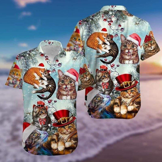 Believe In Magic Of Christmas Cute Cats Design Hawaiian Shirt, Hawaiian Shirt Gift, Christmas Gift