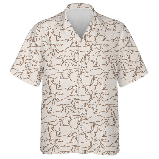 Linear Horse Outlines Illustration For Background Hawaiian Shirt, Hawaiian For Gift