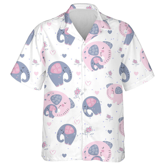 Baby And Mother Elephant Happy Together Hawaiian Shirt, Hawaiian For Gift