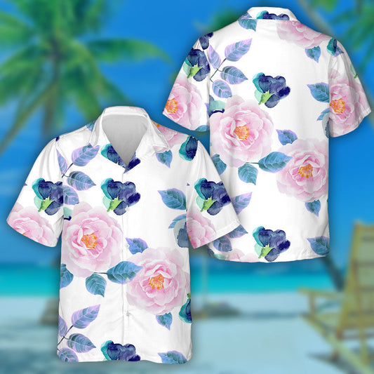 Patrún Uiscedhath As Rósanna Violets Ar Chúlra Bán Léine Haváís, Bronntanas Léine Haváíais, Bronntanas Nollag