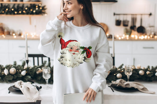 Vintage Santa Holly Christmas Sweatshirt, Vintage Sweatshirt Christmas, Christmas Shirt,Christmas sweatshirt,Christmas Gift