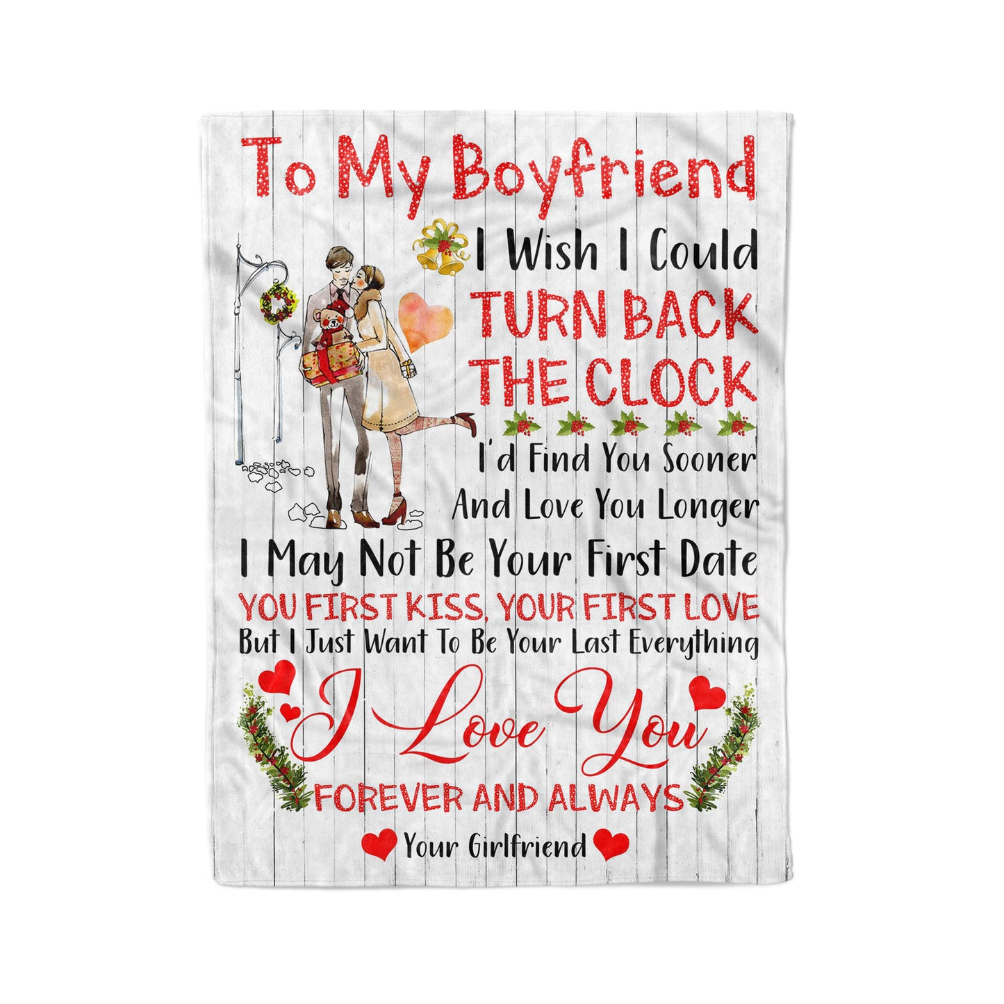 To my boyfriend I love you Forever and Always Christmas fleece blanket unique family gift idea