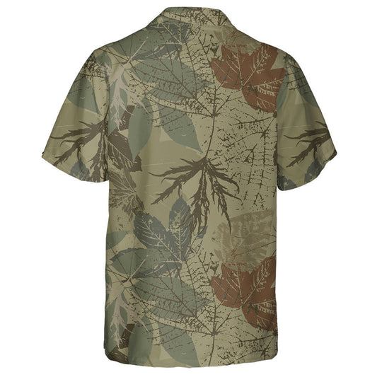 Antique Dark Green Fall Leaf Roots Camo Pattern Hawaiian Shirt, Hawaiian Shirt Gift, Christmas Gift