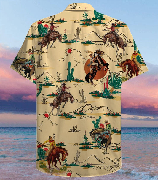 Life Of Cowboy On Wheat Color Design Hawaiian Shirt, Hawaiian Shirt Gift, Christmas Gift
