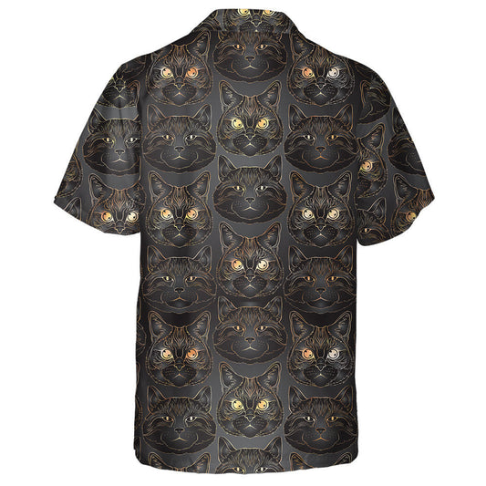 Cats Rose Gold Colors On Black Background Hawaiian Shirt, Hawaiian Shirt Gift, Christmas Gift