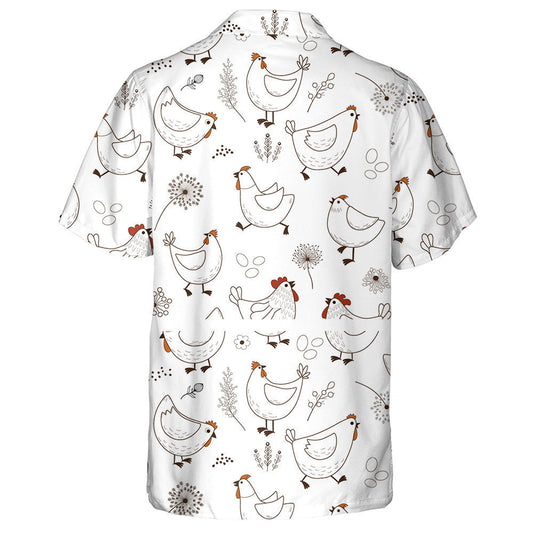 Funny Chicken With Egg Leaf And Dandelion Hawaiian Shirt, Hawaiian Shirt Gift, Christmas Gift