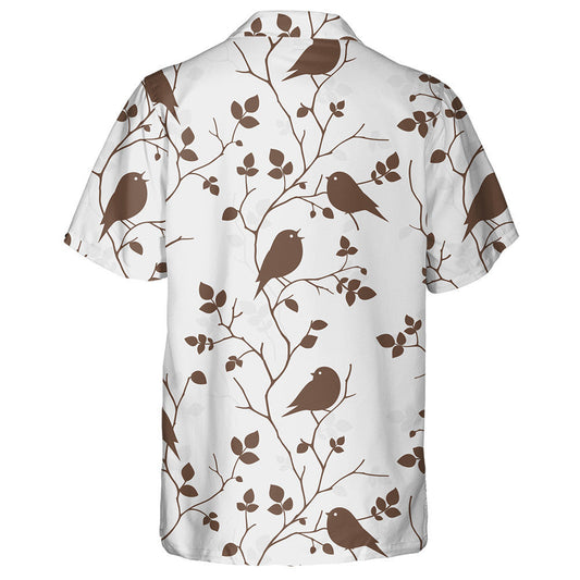 Silhouette Birds Sitting On Tree Branch Hawaiian Shirt,Hawaiian Shirt Gift, Christmas Gift
