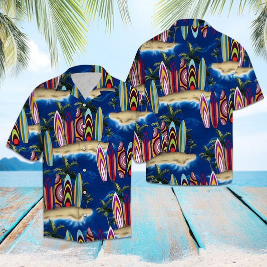 Surfboard Palm Tree Outstanding Design Hawaiian Shirt,Hawaiian Shirt Gift, Christmas Gift