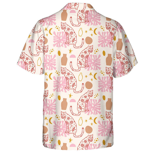 Liopard Fiáin na hAfraice Le Cait Fhiáine Líníochtaí Doodle Léine Haváís, Bronntanas Léine Haváís, Bronntanas Nollag