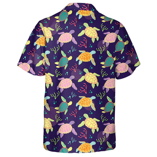 Colorful Style Sea Turtles And Algae Hawaiian Shirt,Hawaiian Shirt Gift, Christmas Gift