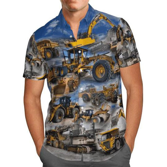 Love Heavy Equipment Deep Blue Sky Hawaiian Shirt,Hawaiian Shirt Gift, Christmas Gift