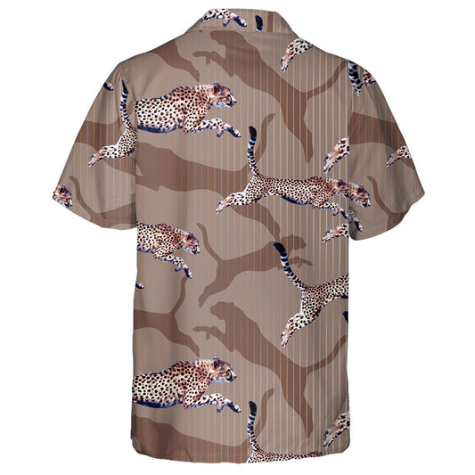 Bright Colorful Wild Exotic Leopard On Brown Hawaiian Shirt, Hawaiian Shirt Gift, Christmas Gift