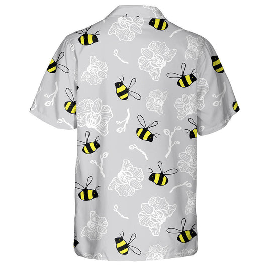 Natural Funny Bees And Summer Flowers Hawaiian Shirt,Hawaiian Shirt Gift, Christmas Gift