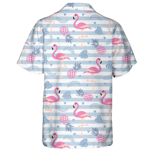 Sleeping Flamingo Tropical Leave And Pink Pineapple Hawaiian Shirt, Hawaiian Shirt Gift, Christmas Gift